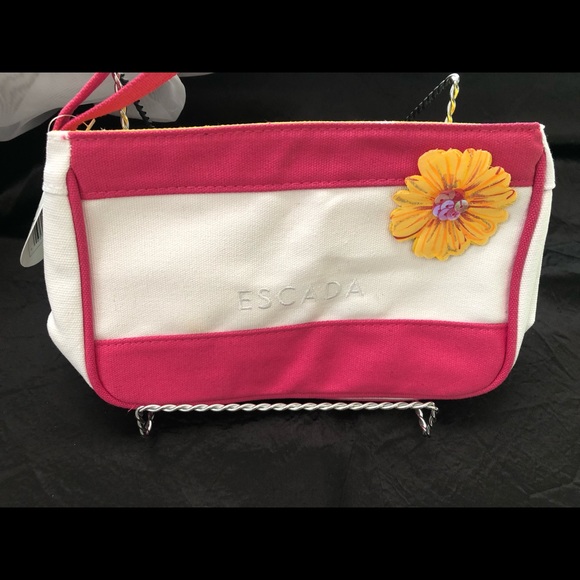 Authentic ESCADA Wristlet/Pouch (Colour Block Pink & White ) - Picture 1 of 6